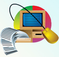 immagine di un pc con dei fogli stampati